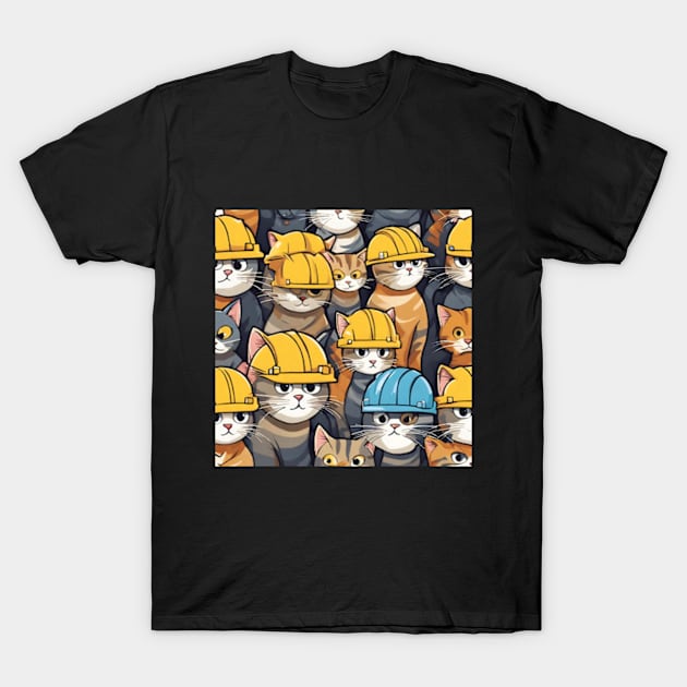 adorable cats wearing hard hats T-Shirt by cloudviewv2